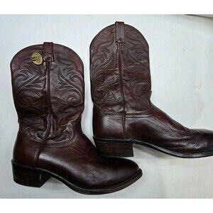 Vintage J. Chisholm Cowboy Western Boots Black Cherry Mens 12 EE 11220 USA Made